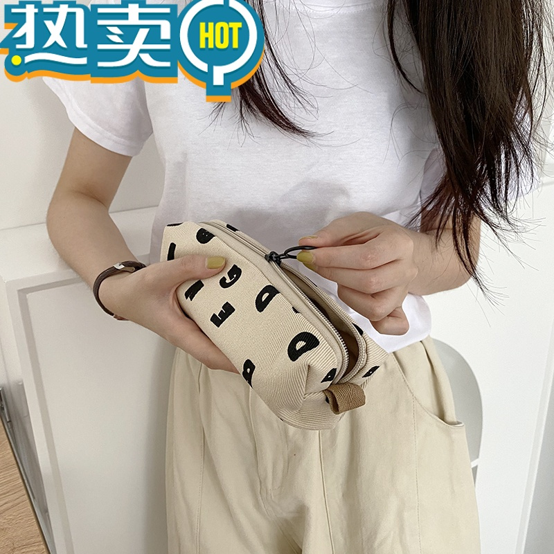 绿彩虹光唐糖包袋/小众笔袋ins韩风字母简约可爱学生文具包高中笔包