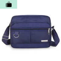 中老年包男士休闲父亲爸爸小包单肩斜挎包尼龙牛津布手提老人背包NEWLAKE 横版蓝色