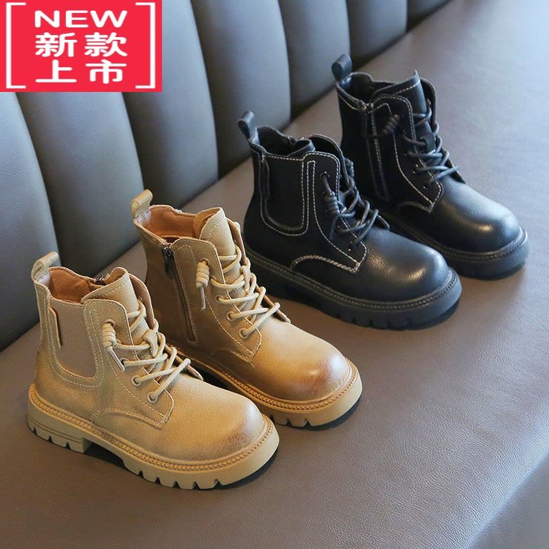 可莉允儿童马丁靴2022年春秋新款英伦风男童靴子短靴女童中大童高帮童鞋图片