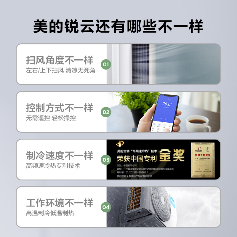 美的(Midea)空调2匹锐静新一级能效变频冷暖智能立式柜机节能自清洁客厅家用圆柱落地式KFR-51LW/N8VHC1