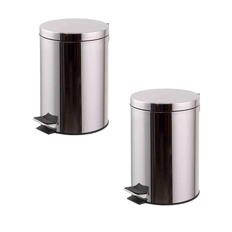 老房太太 垃圾桶 5升 21*28cm 不锈钢垃圾箱翻盖脚踏 办公室垃圾桶 卫生桶 L102/个高清大图