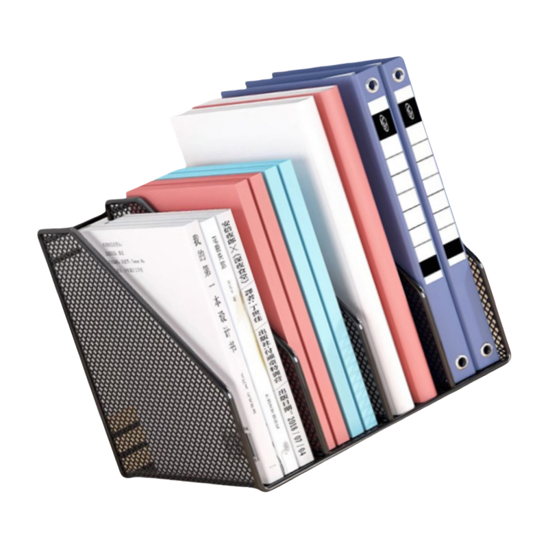 伴公式B1201金属镂空桌面四联文件框黑色高清大图