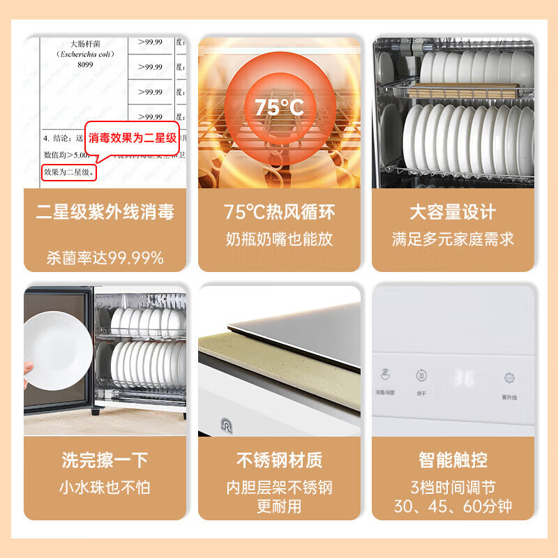 容声消毒柜家用立式台式商用双门全不锈钢高温碗筷消毒碗柜A80热风烘干系列 380型 高温二星级380-A80高清大图