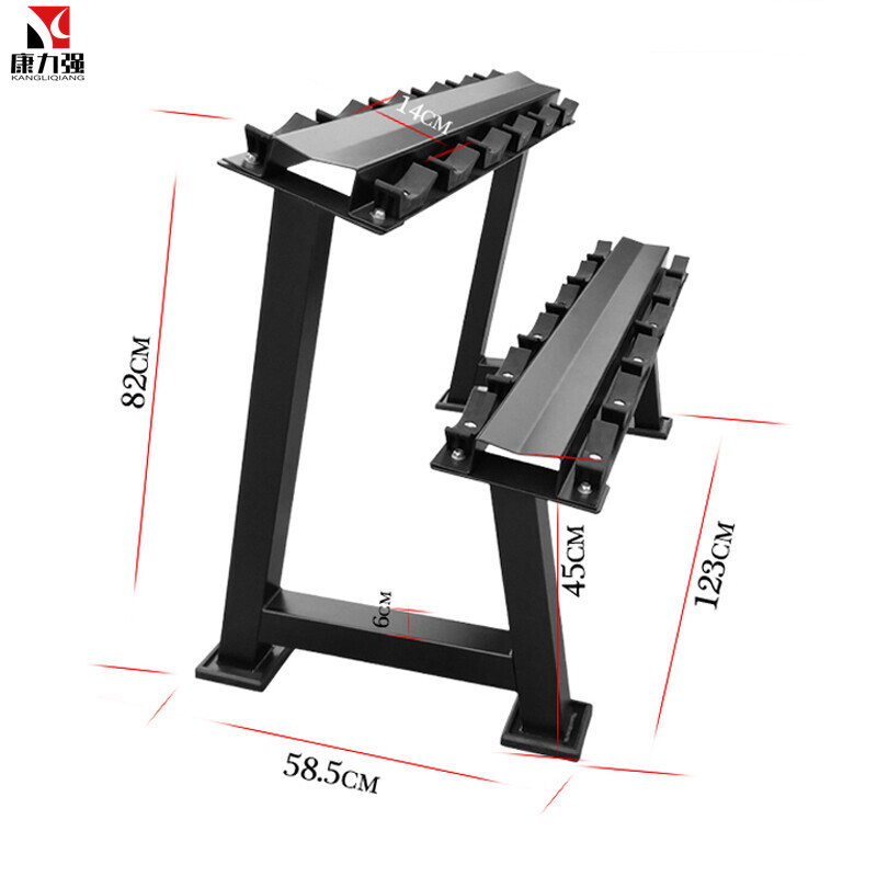 康力强哑铃套装多规格健身房圆头包胶哑铃组合商用双层6付哑铃架子男士健身套装 单独双层哑铃架
