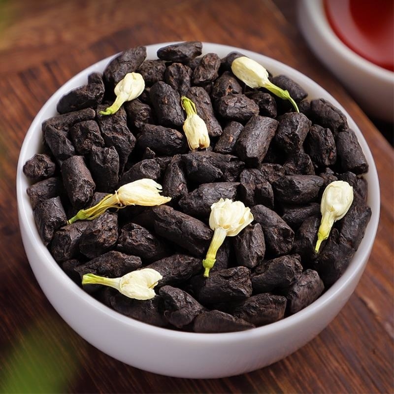 茉莉花茶八窨茉莉碎银茶化石传统云南古树茶普洱茶熟茶老茶叶罐装XF高清大图