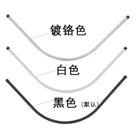 304不锈钢浴帘杆免打孔弧形一体杆浴室转角LU形浴帘杆套装伸缩杆 三维工匠 黑色一体L杆:80*110