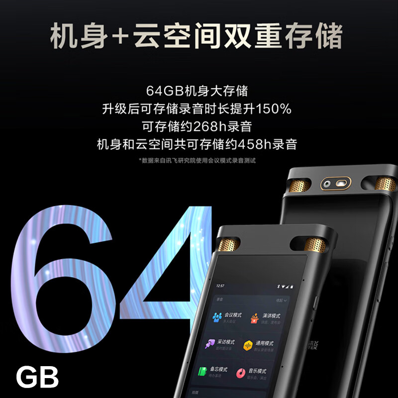 科大讯飞(iFLYTEK) 智能录音笔 SR702 星火版 星空灰高清大图