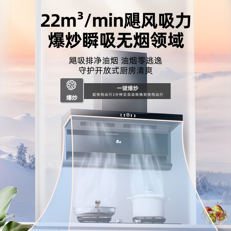 红日(RedSun)顶侧双吸挥手感应智控油烟机 22立方爆炒瞬吸 强劲静压一级能效节能油烟机免拆卸自清洗 LEU31H高清大图