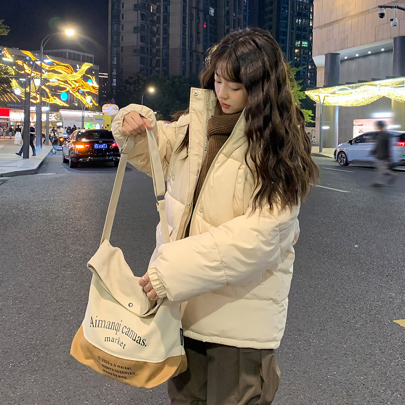 唐狮棉服女新款流行冬季外套小个子加厚保暖连帽面包服棉袄K