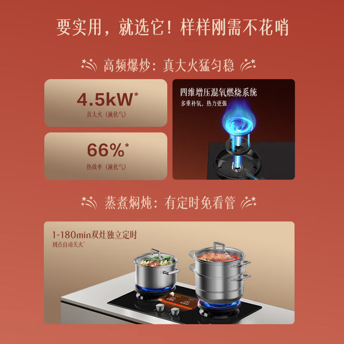 方太(FOTILE)[双边独立定时]燃气灶天然气 家用嵌入式5.2kW* 猛火燃气灶 易清洁可调节 TX21高清大图