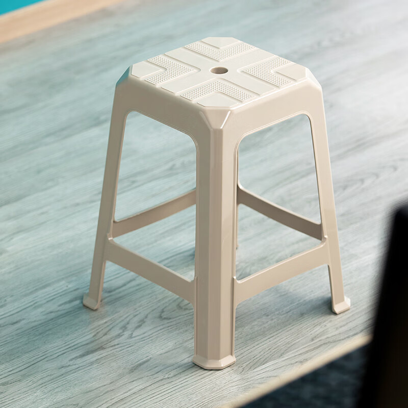 茶花凳子0823塑料椅子防滑塑料凳高板凳大号时尚方凳餐桌凳休闲凳居家家用 咖色2个