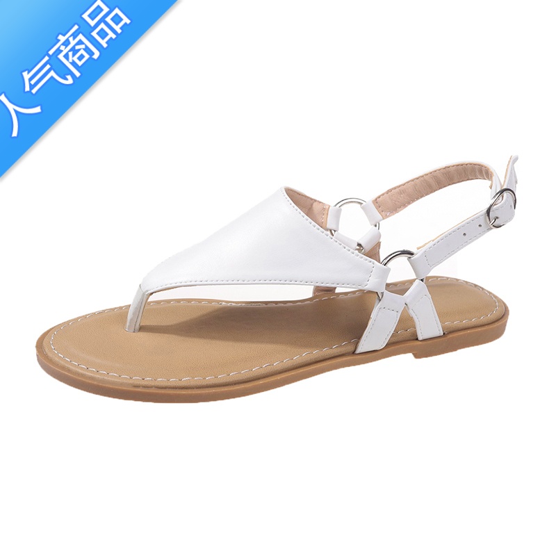 SUNTEK平底凉拖鞋女夏外穿时尚高级感2023新款配裙子百搭一字带凉鞋高清大图