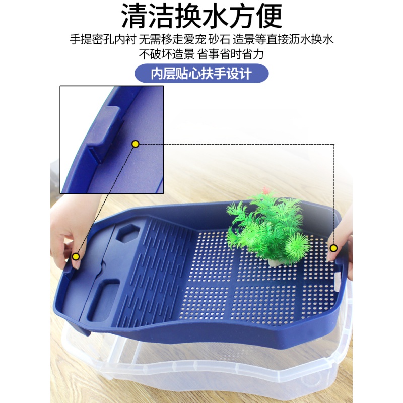 乌龟缸造景水陆缸大型小型家用巴西龟养乌龟专用缸带晒台乌龟别墅高清大图