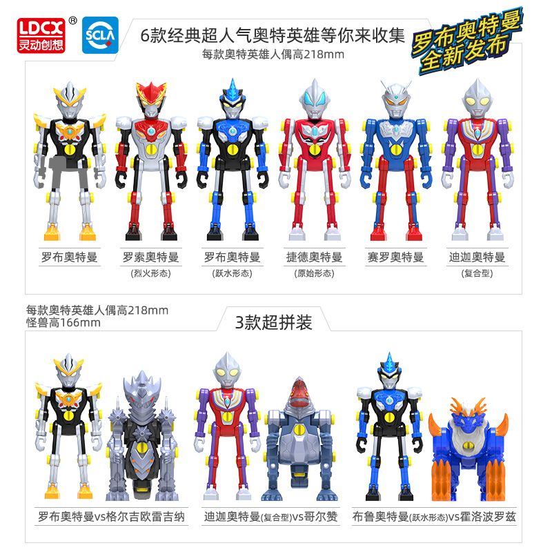 灵动创想奥特曼宇宙英雄玩具奥特拼装益智可动发光男孩迪迦罗布赛罗人偶 奥特英雄拼装-罗索奥特曼烈火形态高清大图