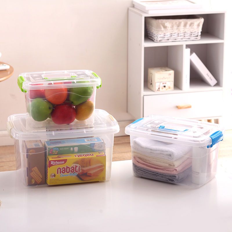 加厚手提透明收纳箱塑料玩具收纳盒有盖小中号衣服整理箱储物箱子