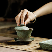 言艺(yanyi) 三才盖碗茶杯大号茶碗功夫茶具复古粗泡茶碗 枯木逢春盖碗