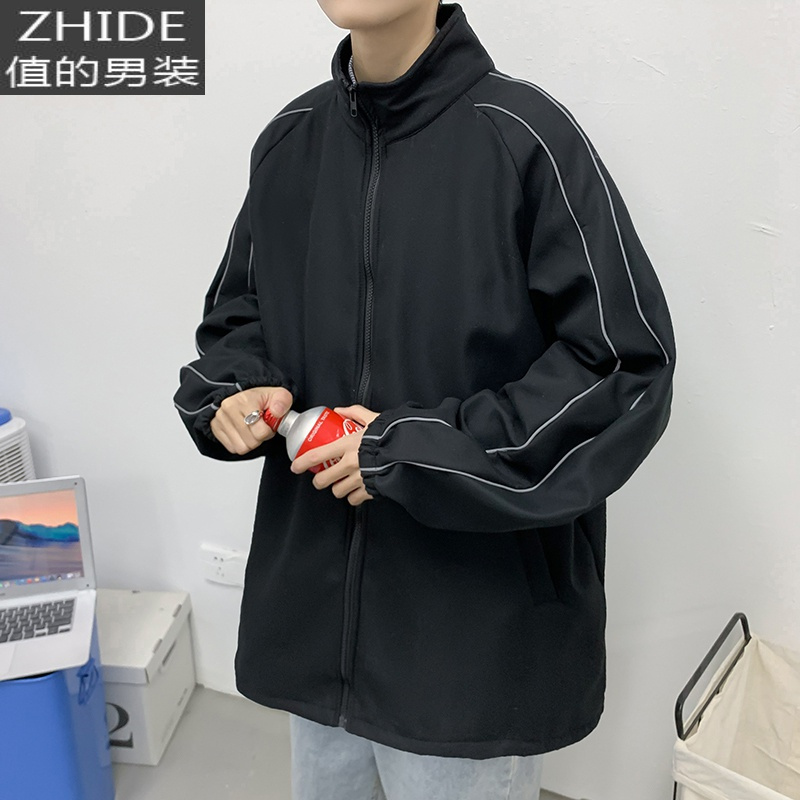 SUNTEK2020秋冬季立领夹克男生新款韩版潮流上衣服运动休闲加绒加厚外套夹克
