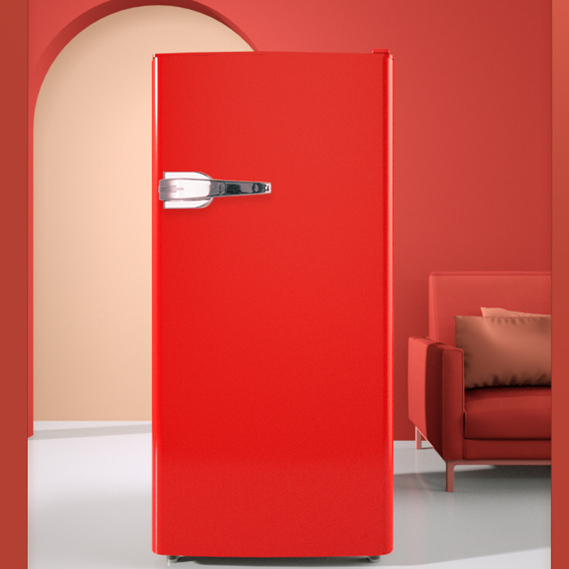 志高chigo98升小冰箱小型单门家用复古冰箱冷藏冷冻电冰箱中国红bc98