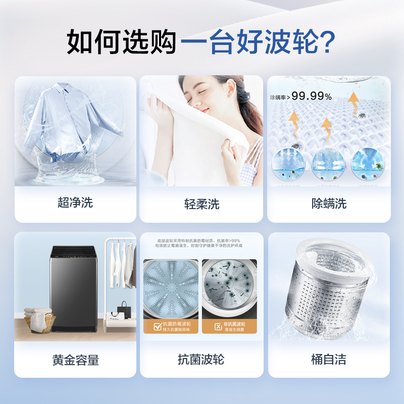 海尔Leader/统帅8公斤全自动波轮洗衣机小型家用洗脱一体大容量桶自洁官方旗舰店租房用TQB80-M533