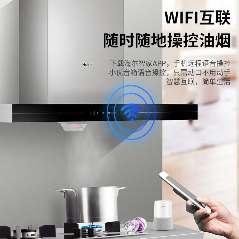 海尔(Haie)欧式抽油烟机烟灶套装烟机灶具套装爆炒21立方大吸力油烟机4.5KW天然气灶ET926U1+Q2BE52天