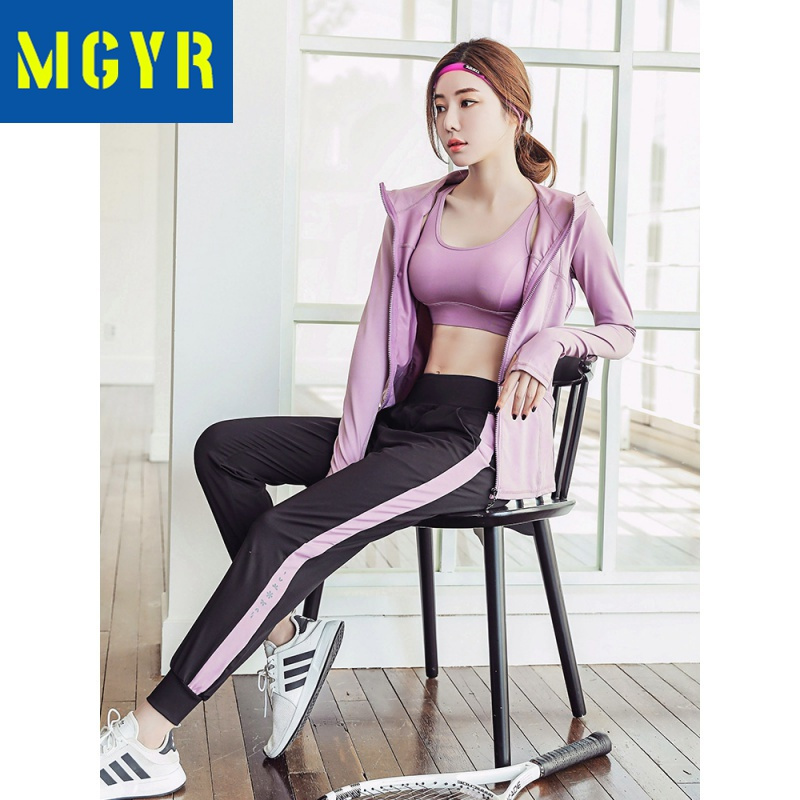MGYR女装瑜伽套装女2021夏新款休闲健身房运动套装显瘦跑步瑜伽服速干衣裤套装