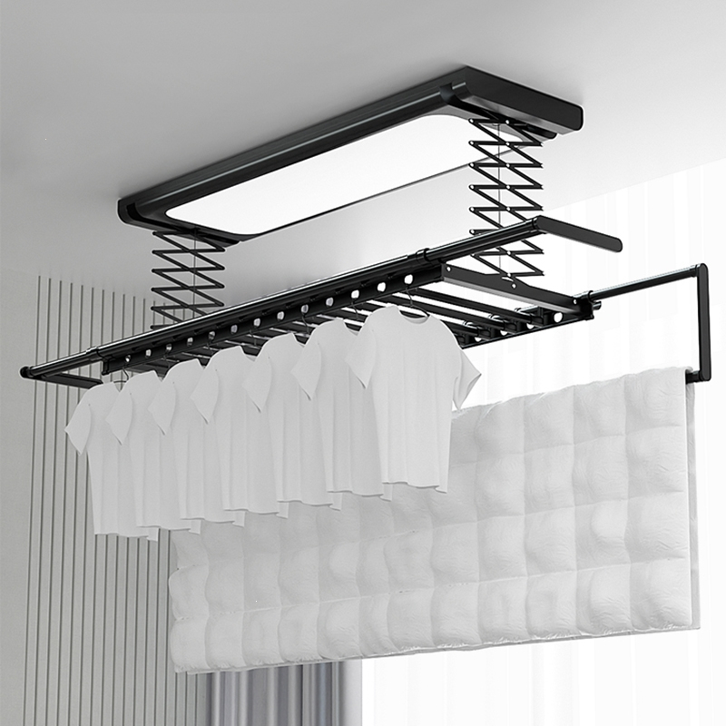 古达智能电动晾衣架自动升降遥控超薄嵌入暗藏式隐形阳台凉晒衣架衣杆