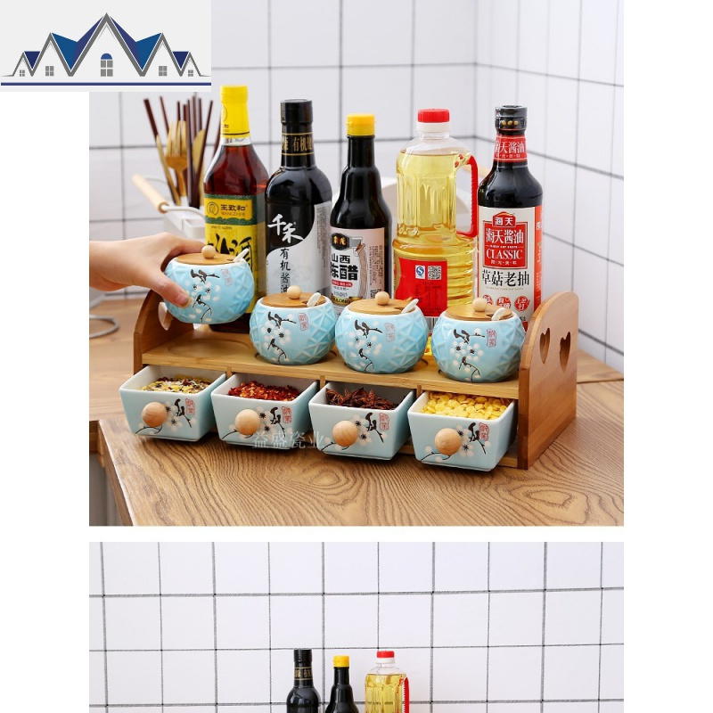 创意陶瓷调料盒套装厨房用品用具调料罐佐料盒盐罐收纳盒家用套装 三维工匠