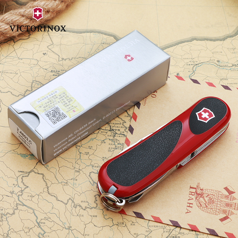 维氏(Victorinox)瑞士军刀 德莱蒙系列新生代2.4803.C红黑防滑握柄 户外军刀