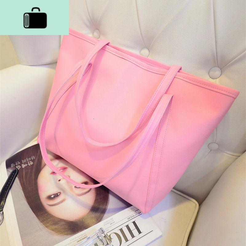 新韩版简约大包时尚休闲单肩包大气手提包大容量街头女包包NEWLAKE_958 浅粉色