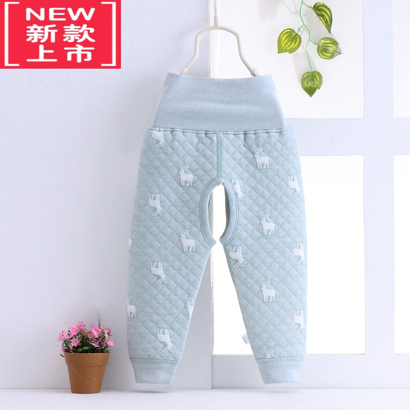 可莉允宝宝三层保暖开裆表里长裤子婴儿童0123岁无骨缝制高腰护肚裤保暖裤