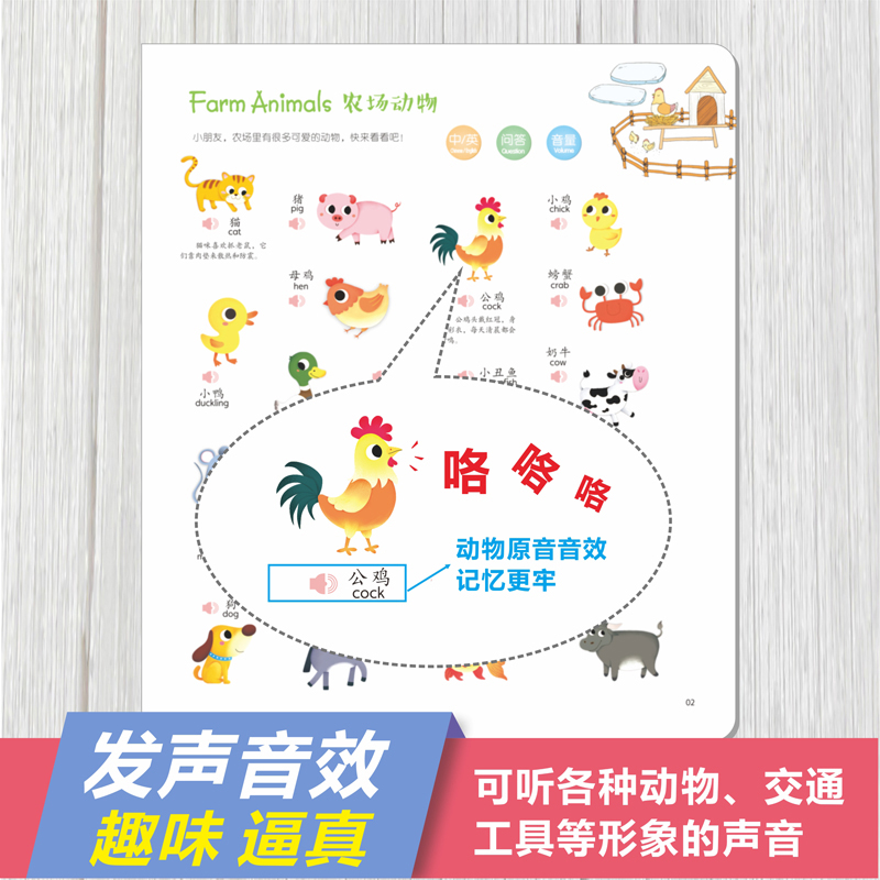 [正版]手指点读英语发声大书中英双语互动有声认知小百科0-1-2-3岁幼儿启蒙早教会说话的有声书儿童3-5-6周岁双语高清大图