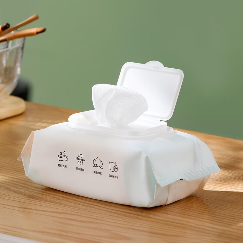 茶花(CHAHUA) 一次性懒人抹布 厨房湿巾50片装白色尺寸:27*10*7