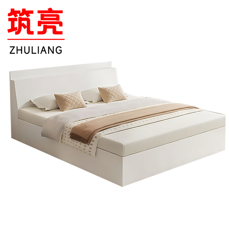 筑亮 公寓床 150*200*88cm白色+10cm床垫 套高清大图