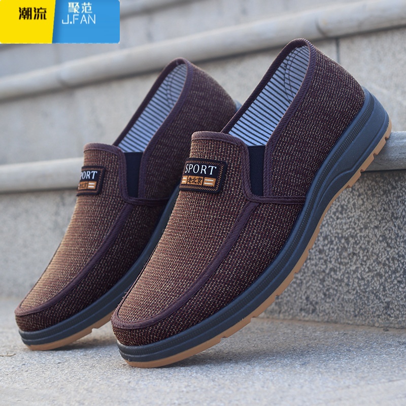 聚范老北京布鞋男透气厚底软底中老年老人爸爸鞋轻便防滑大码休闲男鞋高清大图