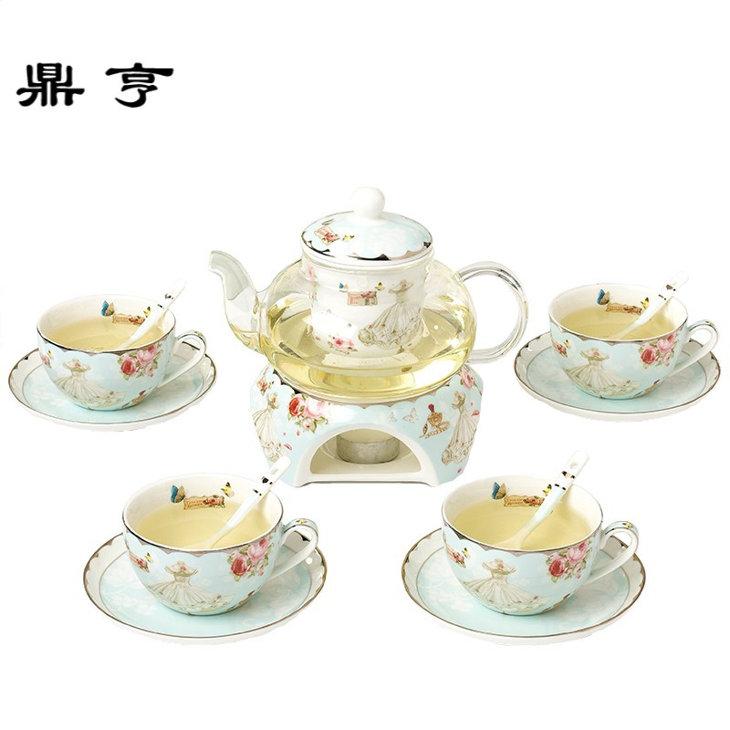 鼎亨创意加热花茶具陶瓷套装田园清新透明耐热玻璃加厚水果花茶壶