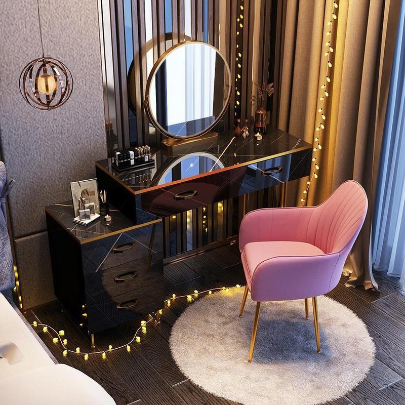 轻奢北欧梳妆台卧室现代简约小户型网红化妆台多功能收纳柜一体