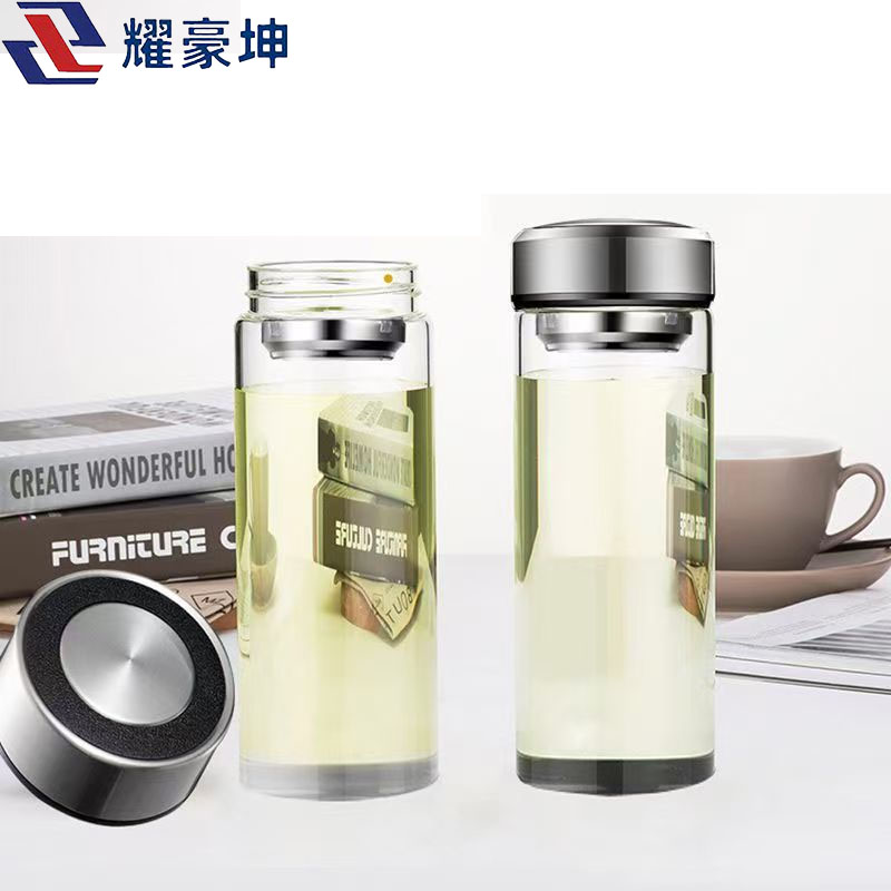 耀豪坤 高硼硅双层隔热玻璃杯宣传水杯可定制LOGO C-450ml/个高清大图