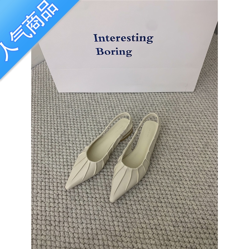 SUNTEK尖头包头凉鞋女2023年夏季新款优雅气质后绊带后空单鞋女低跟女鞋高清大图