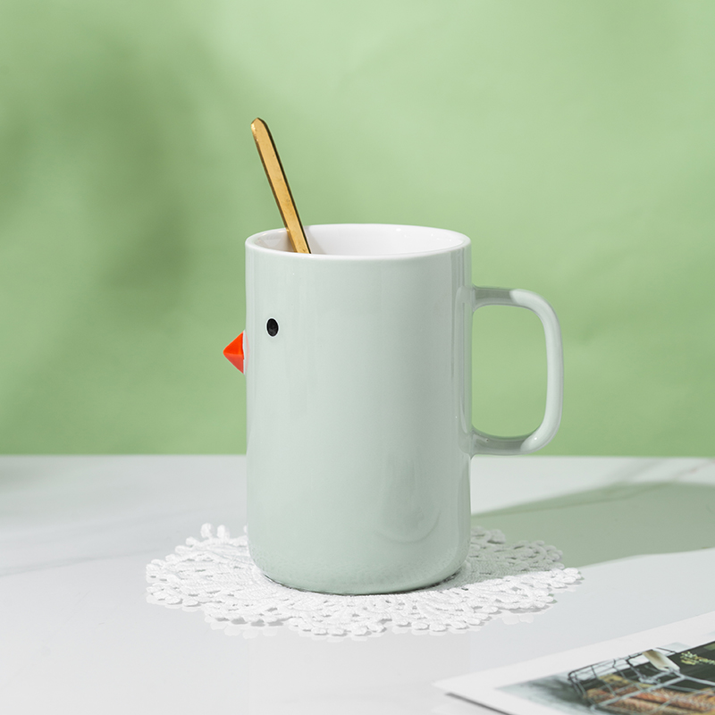 唯都 W-S312悠然小鸟红点马克杯居家 通用 职场陶瓷带勺