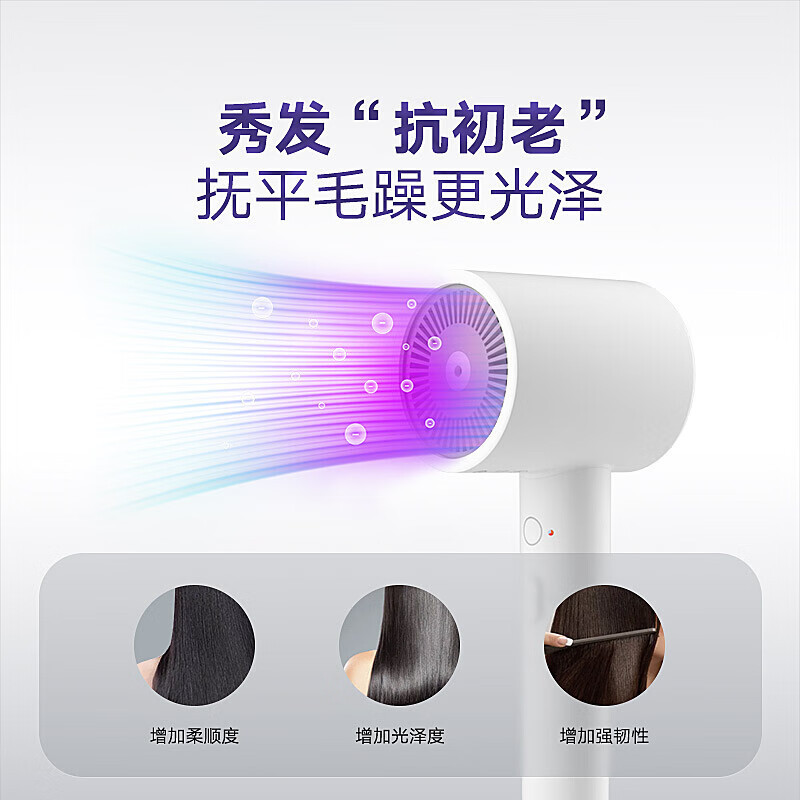 小米(MI)吹风机H300 米家高速吹风筒护发负离子速干家用大风力 便携小巧 自用宿舍降噪大功率发廊理发店专业无叶电吹风