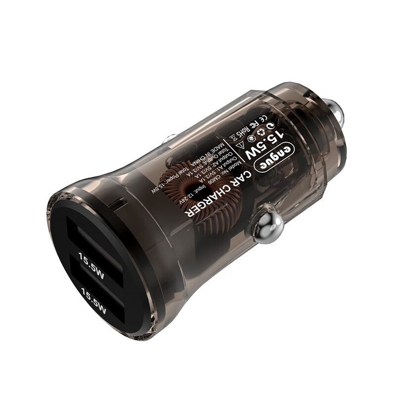 恩谷(ENGUE) 车载充电器 透明外壳15W +2USB输出 EG-CM06高清大图
