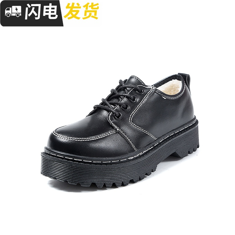 ins小皮鞋女学生韩版百搭ulzzang潮秋冬季加绒英伦学院风复古森系启如休闲鞋休闲鞋