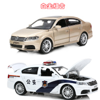 嘉业合金车模型1:32仿真小汽车大众朗逸警车回力甲壳虫玩具警察车 三车组合32312黑+32311蓝+32311-1黄