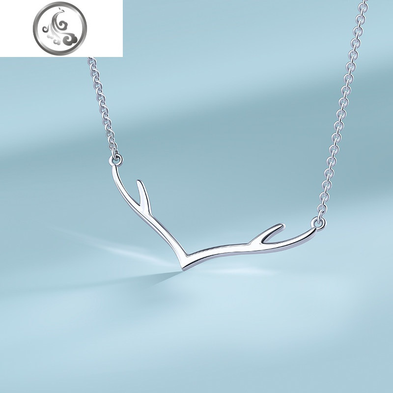 银饰 鹿角银项链女吊坠韩国气质925银简约锁骨链短款冷淡风 jimi