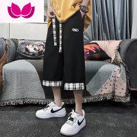 七斓运动七分裤男装夏季华夫格短裤中裤胖子大码宽松过膝休闲7分马裤