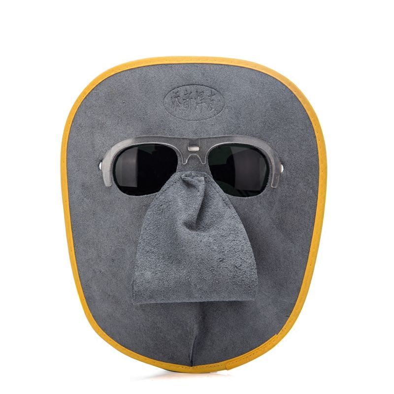 新型低价电焊面罩眼镜焊工面罩头戴式烧焊电焊面具牛皮面罩透明眼镜3