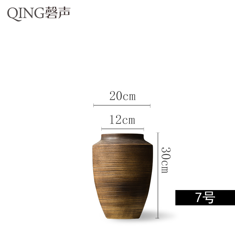 景德镇陶瓷摆件落地大花瓶客厅酒店餐厅插花干花瓷器中式复古陶罐 三维工匠 7号麒零瓶高清大图