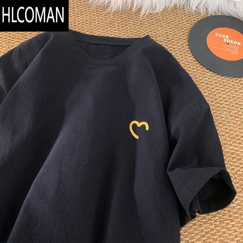 HLCOMAN高端亚麻短袖男夏季2025新款中国风刺绣棉麻t恤休闲宽松薄款上衣