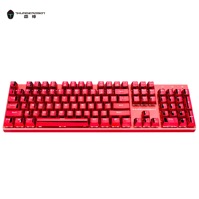雷神红蜘蛛K75R 红轴104键 全铝合金键身RGB幻彩背光 电镀键帽机械键盘 玛瑙红色 吃鸡游戏有线键盘
