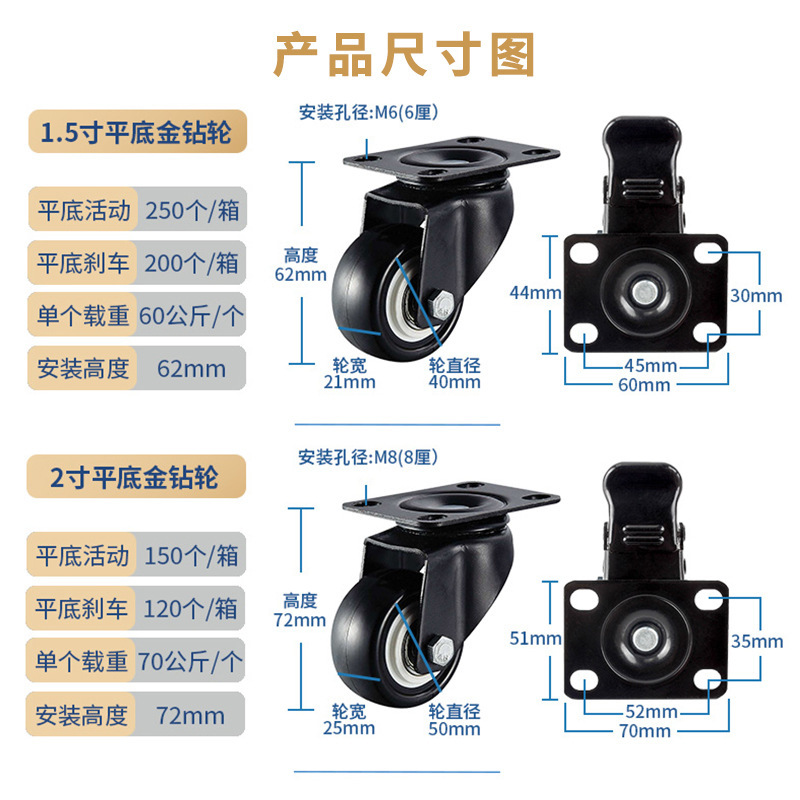 宝宝洗澡凳改装专用万向轮电暖器通用万向轮宝宝洗澡座椅坐椅滑轮- -- -【有刹款】- -【4个】